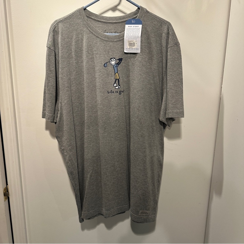 NEW Life Is Good Men’s Gray Short Sleeve Tee